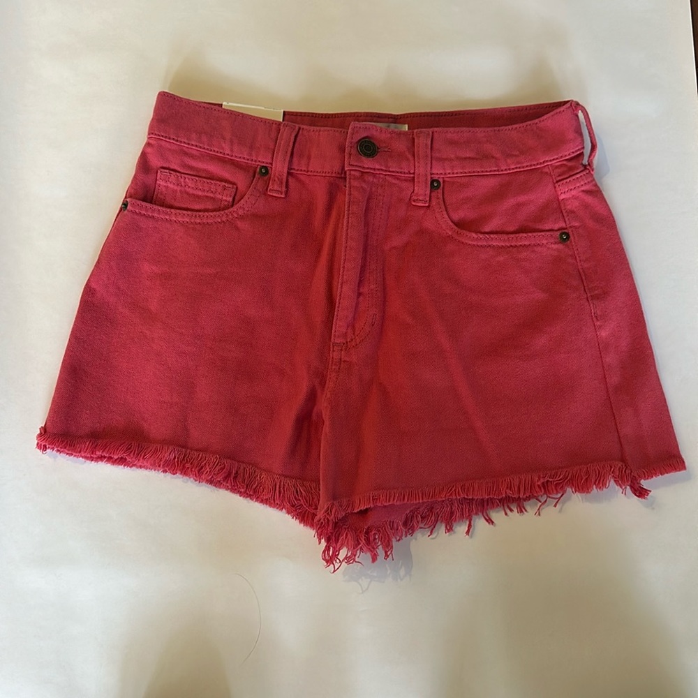High Rise Pink Denim Shorts